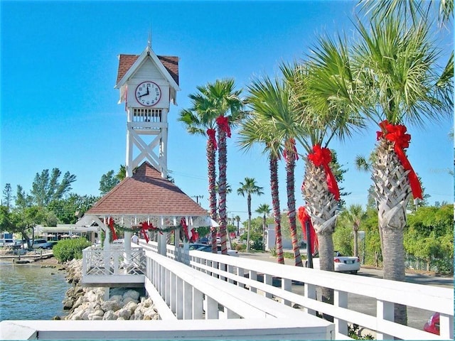 301 Highland Ave Unit 3, Bradenton Beach, FL 34217 - dock area with a gazebo and a water view
