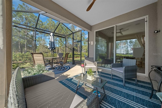 6185 SW 89th Ct, Ocala, FL 34481 - sunroom with a ceiling fan and outdoor dining space