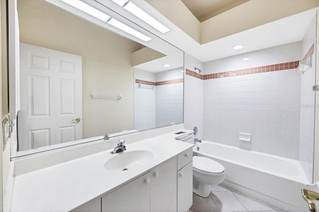 6222 Country Club Way, Sarasota, FL 34243 - bathroom with toilet, vanity, tile patterned floors, and shower / washtub combination