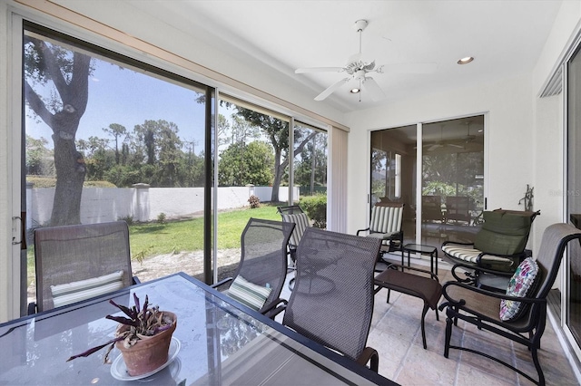6222 Country Club Way, Sarasota, FL 34243 - sunroom / solarium with outdoor dining area and ceiling fan