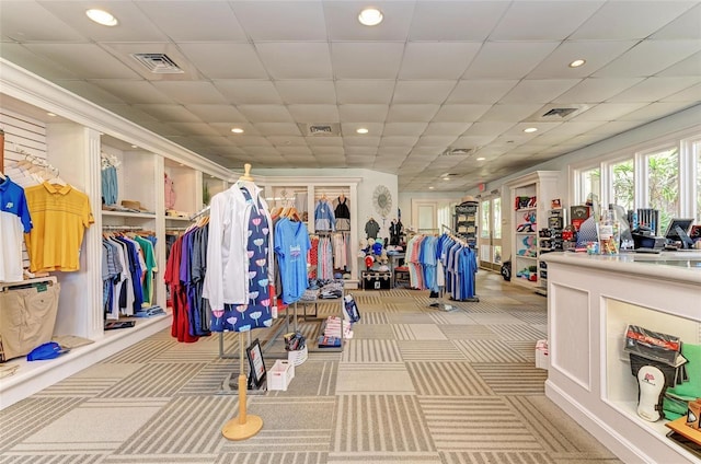 8525 54th Avenue Cir E, Bradenton, FL 34211 - workout area featuring recessed lighting, carpet, and a paneled ceiling