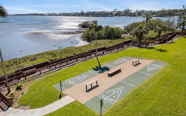 1608 Stickney Point Rd Unit 304, Sarasota, FL 34231 - view of community with shuffleboard and a water view