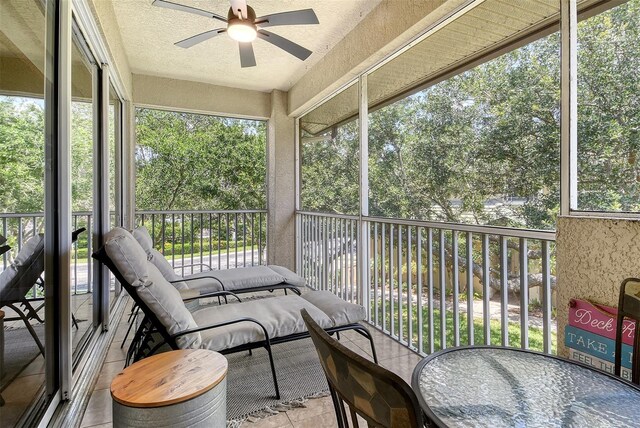 6552 Moorings Point Cir Unit 201, Lakewood Ranch, FL 34202 - sunroom featuring a ceiling fan