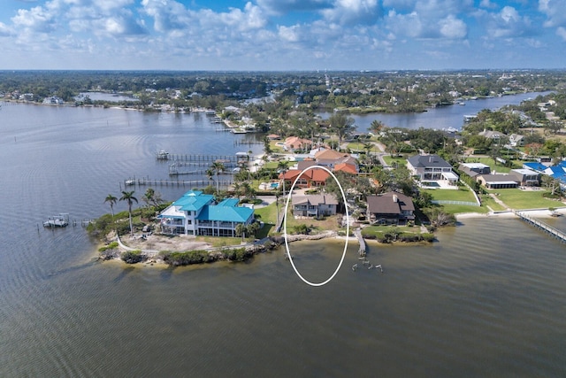 5912 Riverview Ln, Bradenton, FL 34209 - aerial perspective of suburban area featuring a nearby body of water