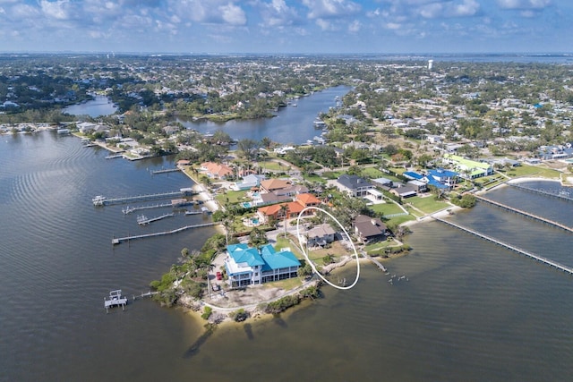 5912 Riverview Ln, Bradenton, FL 34209 - aerial overview of property's location with a large body of water and nearby suburban area