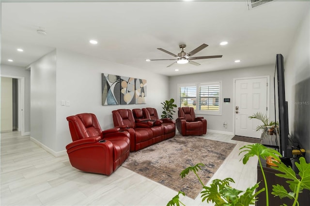 1212 Princeton Ave, Bradenton, FL 34207 - living area with a ceiling fan, recessed lighting, and baseboards