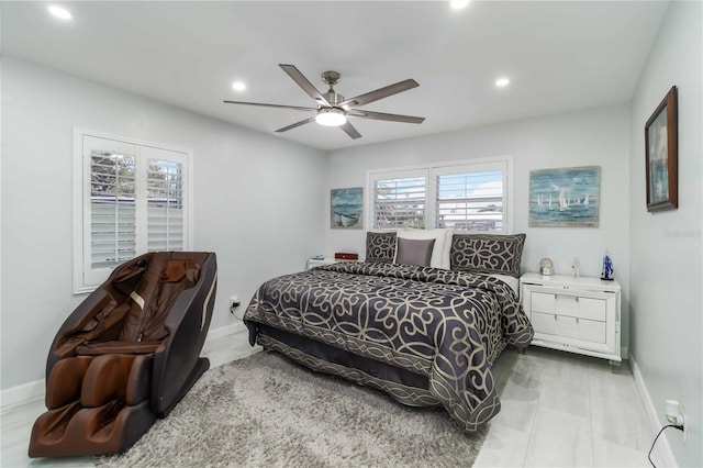 1212 Princeton Ave, Bradenton, FL 34207 - bedroom with baseboards, recessed lighting, and ceiling fan