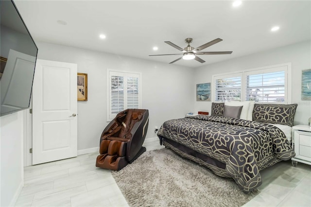 1212 Princeton Ave, Bradenton, FL 34207 - bedroom with baseboards, recessed lighting, and ceiling fan