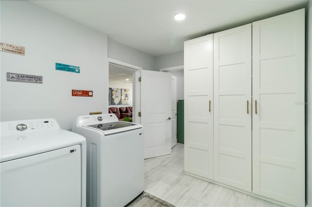 1212 Princeton Ave, Bradenton, FL 34207 - laundry area featuring washing machine and dryer, cabinet space, and recessed lighting