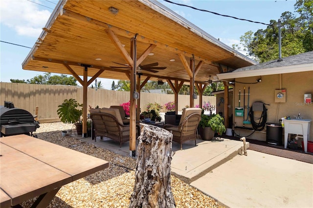 1212 Princeton Ave, Bradenton, FL 34207 - view of patio / terrace with an outdoor living space and a gazebo