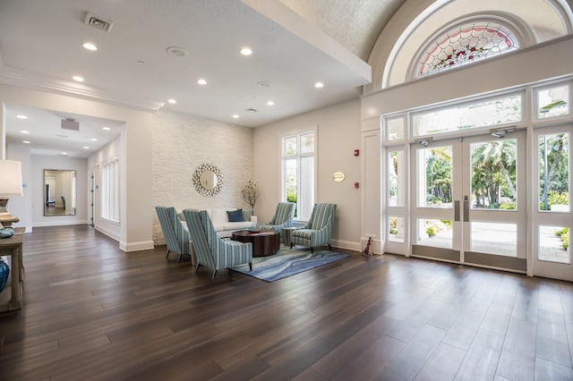 building lobby with recessed lighting