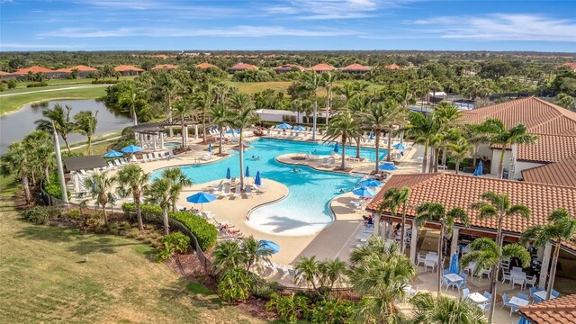 23233 Banbury Way Unit 302, Venice, FL 34293 - aerial view of a pool and a large body of water