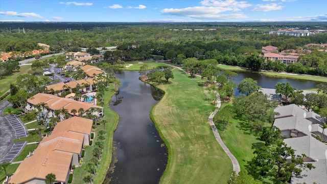 4505 Kingsmere Unit 2, Sarasota, FL 34235 - aerial view of property and surrounding area featuring nearby suburban area, a nearby body of water, and a golf course