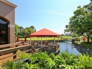 4505 Kingsmere Unit 2, Sarasota, FL 34235 - surrounding community featuring a gazebo and a water view
