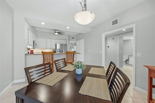 1280 Dolphin Bay Way Unit 204, Sarasota, FL 34242 - dining area featuring recessed lighting, light tile patterned floors, baseboards, and ceiling fan