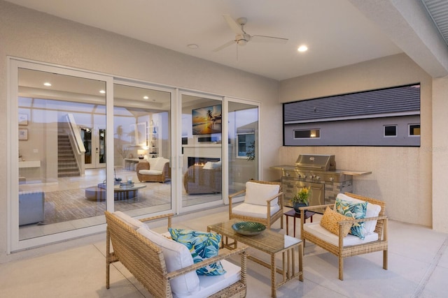 5718 Title Row Dr, Bradenton, FL 34210 - view of patio / terrace featuring area for grilling and a ceiling fan