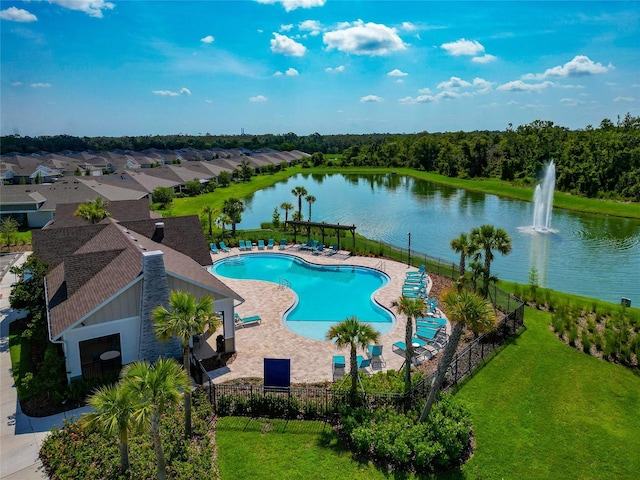 12613 Oak Hill Way, Parrish, FL 34219 - community pool with a water view and a patio area
