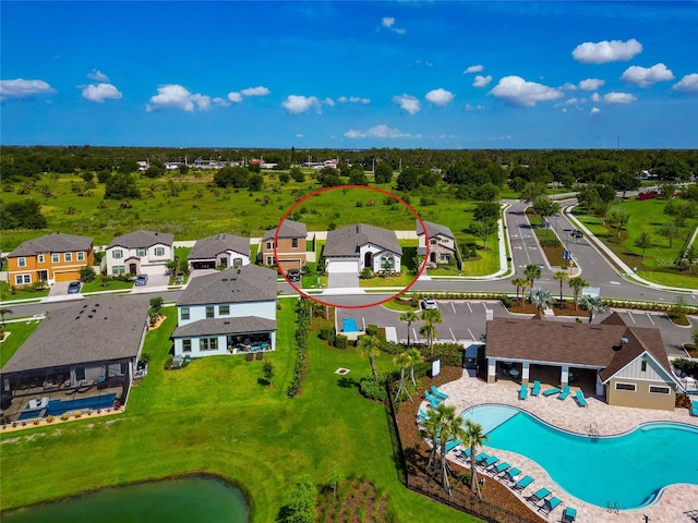 12613 Oak Hill Way, Parrish, FL 34219 - aerial view of residential area featuring a pool area