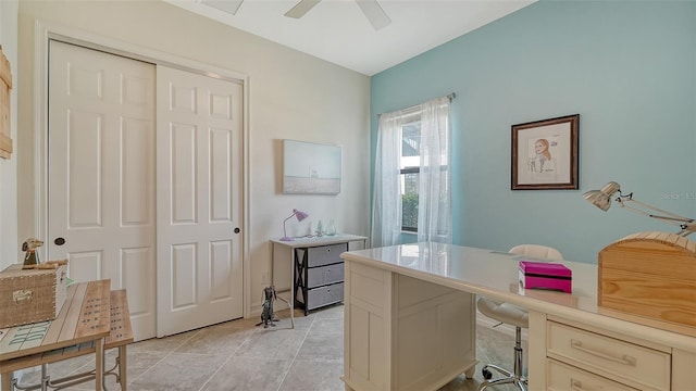 5622 Arnie Loop, Lakewood Ranch, FL 34211 - office with a ceiling fan and light tile patterned flooring