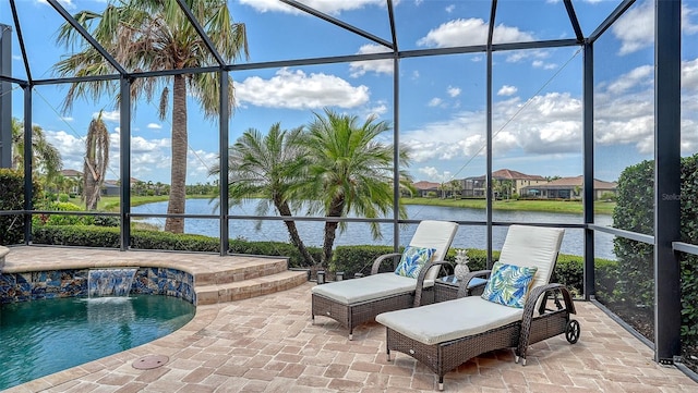 5622 Arnie Loop, Lakewood Ranch, FL 34211 - swimming pool with a lanai, a patio, and a water view