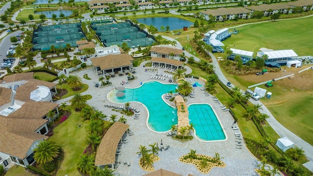 5622 Arnie Loop, Lakewood Ranch, FL 34211 - bird's eye view of a pool area, a nearby body of water, and a golf course