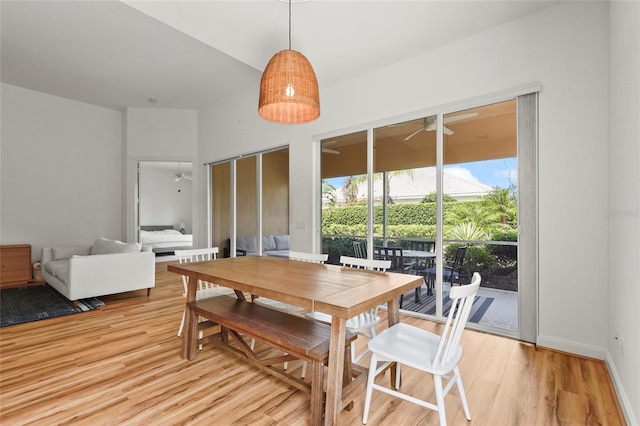 7716 Uliva Way, Sarasota, FL 34238 - dining room featuring a ceiling fan and light wood-type flooring