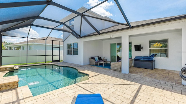 7379 47th Avenue Cir E, Bradenton, FL 34203 - view of pool with a patio, glass enclosure, and outdoor lounge area