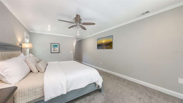 4665 Pine Harrier Dr, Sarasota, FL 34231 - carpeted bedroom featuring crown molding, baseboards, a ceiling fan, and recessed lighting
