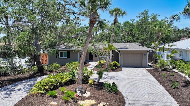 755 Edgemere Ln, Sarasota, FL 34242 - view of front of property featuring an attached garage, decorative driveway, and stucco siding