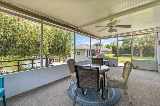 3102 SE 34th Ave, Okeechobee, FL 34974 - sunroom featuring ceiling fan and outdoor dining space