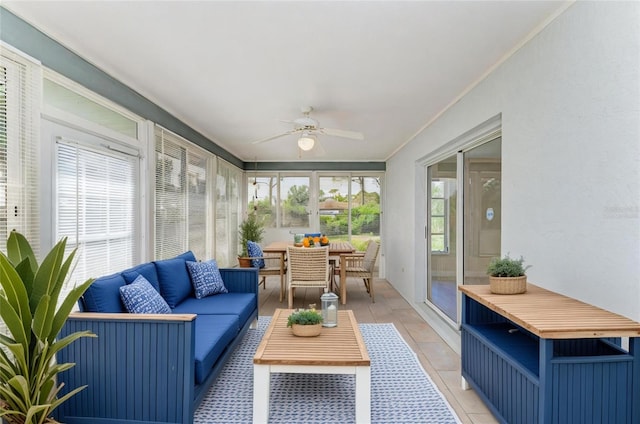 645 Liberty St, Englewood, FL 34223 - sunroom / solarium with an outdoor living space and a ceiling fan