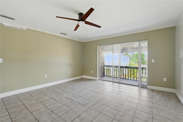 2704 Hidden Lake Blvd Unit C, Sarasota, FL 34237 - unfurnished room featuring ornamental molding, a ceiling fan, and light tile patterned floors