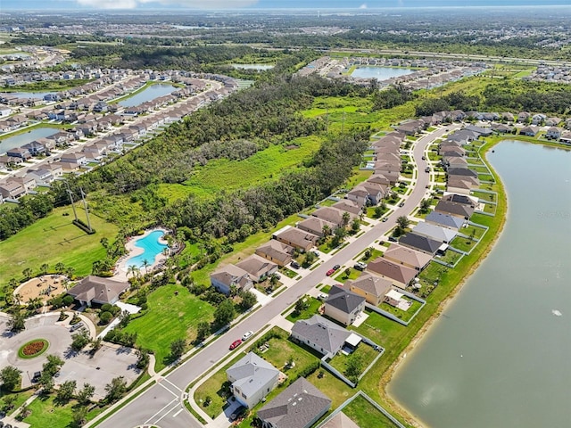 4503 Lindever Ln, Palmetto, FL 34221 - aerial view of property and surrounding area featuring a nearby body of water, nearby suburban area, and a pool area