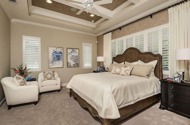 21225 Wacissa Dr, Venice, FL 34293 - carpeted bedroom with crown molding, multiple windows, baseboards, a tray ceiling, and recessed lighting
