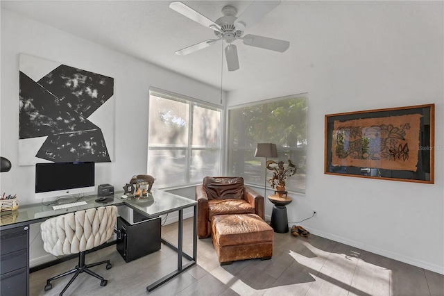 4505 Camino Real, Sarasota, FL 34231 - office featuring a ceiling fan and tile patterned flooring
