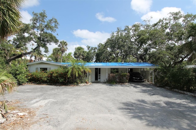 129 Pierson Ln, Sarasota, FL 34242 - ranch-style house featuring driveway, stucco siding, and a carport