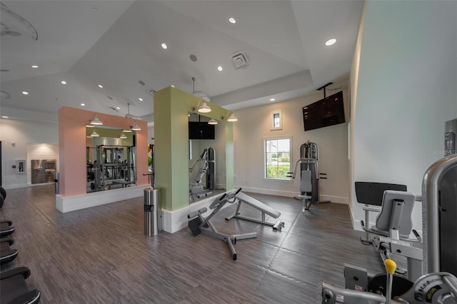 2625 Star Apple Way, Sarasota, FL 34240 - exercise room featuring baseboards and recessed lighting