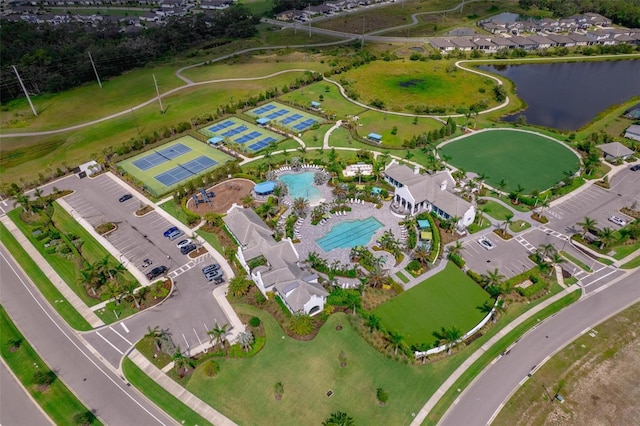2625 Star Apple Way, Sarasota, FL 34240 - aerial overview of property's location with a pool and a large body of water