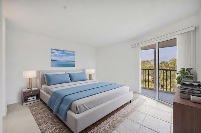 9630 Club S Cir Unit 6303, Sarasota, FL 34238 - bedroom with access to exterior, light tile patterned floors, and a water view
