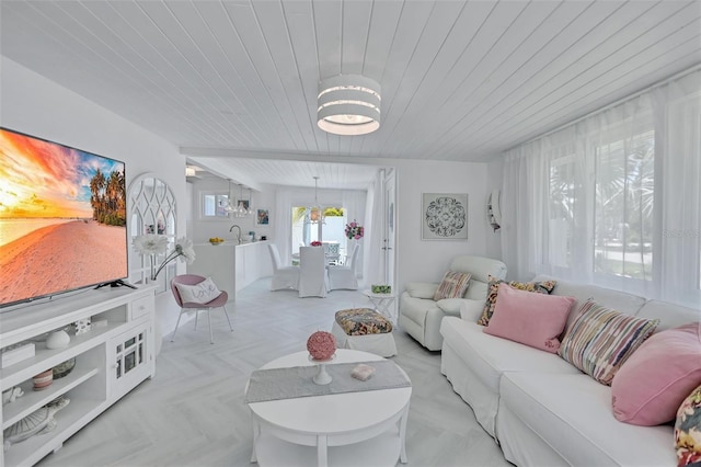 643 Calle Del Otono, Sarasota, FL 34242 - living area featuring wooden ceiling