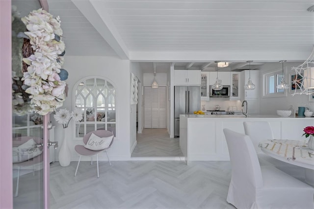 643 Calle Del Otono, Sarasota, FL 34242 - dining area with beam ceiling