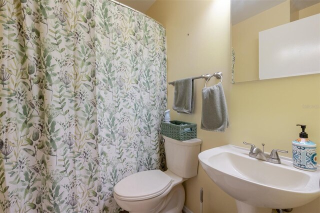 11021 4th Ave E, Bradenton, FL 34212 - bathroom with a sink, toilet, and a shower with curtain