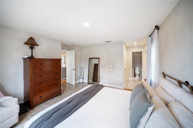 3810 Hidden River Rd, Sarasota, FL 34240 - bedroom featuring light tile patterned flooring, recessed lighting, ensuite bathroom, and baseboards
