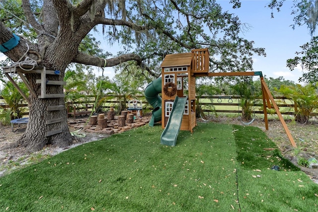 3810 Hidden River Rd, Sarasota, FL 34240 - view of jungle gym featuring a lawn