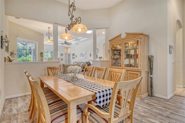 12358 Lavender Loop, Bradenton, FL 34212 - dining area with light wood-type flooring, baseboards, and a ceiling fan