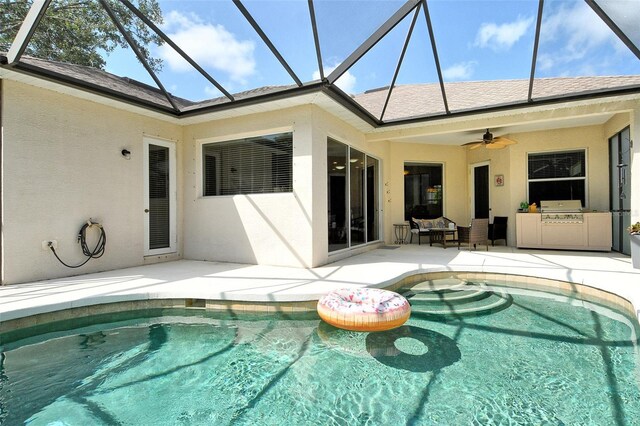 12358 Lavender Loop, Bradenton, FL 34212 - swimming pool featuring a patio, a lanai, and a ceiling fan