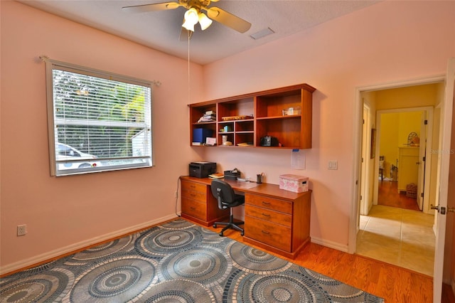 950 Trotter St, Nokomis, FL 34275 - office featuring ceiling fan, baseboards, and light wood-style flooring