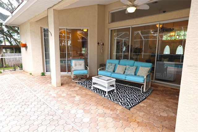 950 Trotter St, Nokomis, FL 34275 - view of patio / terrace with a ceiling fan and outdoor lounge area