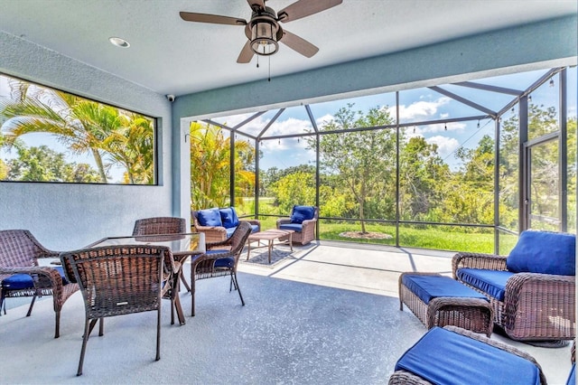 12755 Rainwashed Loop, Parrish, FL 34219 - sunroom / solarium featuring a ceiling fan and an outdoor living space
