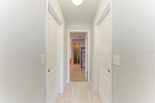 1721 Palm Warbler Ln, Ruskin, FL 33570 - hall with a textured ceiling, light colored carpet, and baseboards